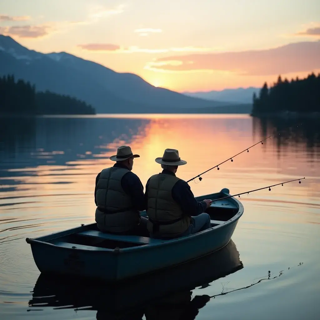 Снежный пейзаж с хвойными деревьями и замерзшими озерами.