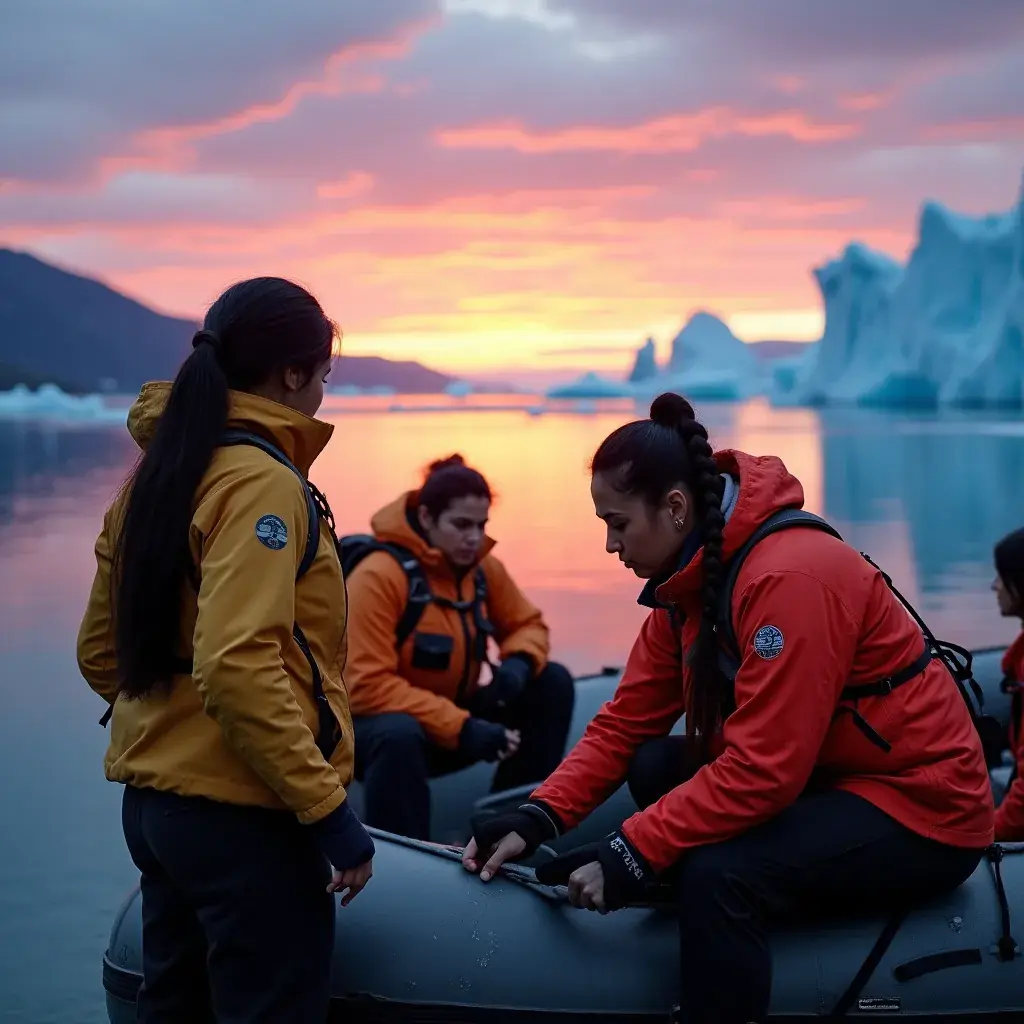 Пейзаж ледника с отражением в кристально чистой воде.